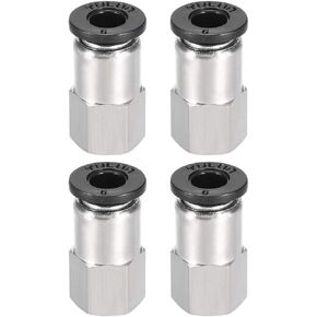 uxcell Push To Connect Tube Fitting Adapter 6mm Tube OD X 1/8PT Female Straight Pneumatic Connecter Pipe Fitting 4pcs