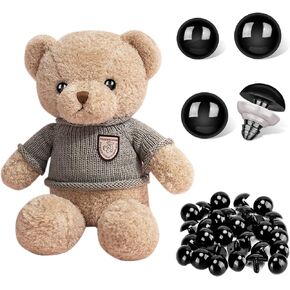 LEUCHTAMOR 120 Pcs Large Safety Eyes Black Plastic Eyes with Washers for Stuffed Crochet Animal Crafts Doll Making(20mm/24mm)