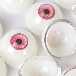 NOXOMALL Realistic Plastic Fake Eyes Pink 33mm - 1 Pair Acrylic Half Round Eyeballs for Halloween Decoration Props, Dolls, Crafts, Party and Cosplay (Pink)