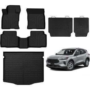 Floor Mats for 2020-2024 Ford Escape (NO Hybrid) - All Weather for Ford Escape Floor Mats & Cargo Mats & Backrest Mat Liners Front & Rear Row Waterproof Interior Accessories