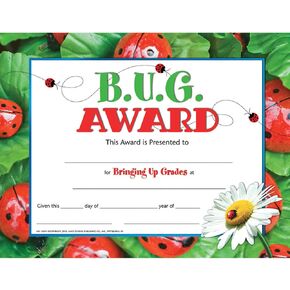 HAYES SCHOOL PUBLISHING B.U.G. Award Certificate, 8.5" x 11", Pack of 30, Multi, (H-VA591)