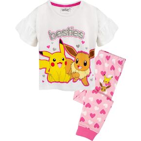 Pokemon Pyjamas Pikachu & Eevee Frill Sleeve Long OR Short Leg Girls PJs