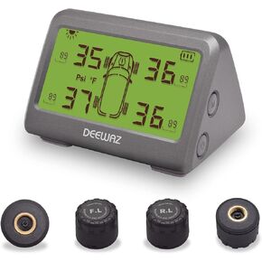 Tire Pressure Monitoring System, DEEWAZ MY66 Solar TPMS, Tire Pressure Monitor System with 4 External Sensors, 0-116 PSI for Car RV SUV MPV Pickup Sedan Off-road