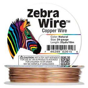 Zebra Wire Gold/Silver/Copper Round Spool 12, 14, 16, 18, 20, 22, 24, 26 Gauge (20 Gauge 15 Yard, Copper)