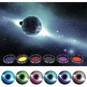 Filter Telescope Filter 6 pcs.25inch Colorful Telescope Filter kit with Storage Box for telescopes eyepieces