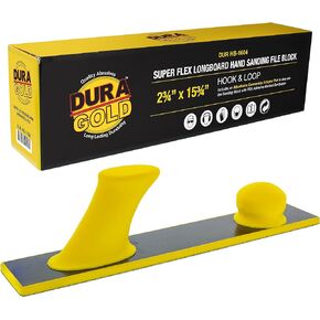 Dura-Gold Pro Series Firm & Flex Longboard Hand Sanding File Block, Hook & Loop Backing & PSA Adapter Pad - Use Continuous Rolls or Sandpaper Sander Sheets - Flexible Sand Contoured Surface, Auto Wood