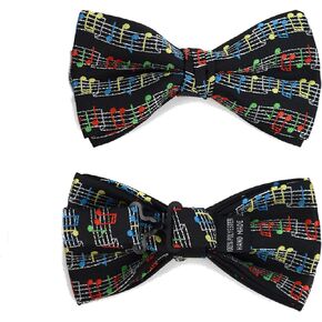 Men's Colorful Musical Music Notes Banded Pre-Tied Bow Tie