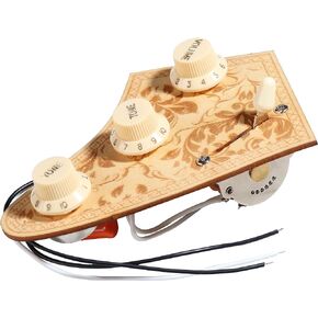 Prewired 𝗪𝗶𝗿𝗶𝗻𝗴 𝗛𝗮𝗿𝗻𝗲𝘀𝘀 for Electric Guitar with Triple Single Coil Pickups, Pre-soldered Wiring Kit Included Smooth 5-way Blade Switch 2 Tone 1 Volume Pots Orange Capacitor, Black