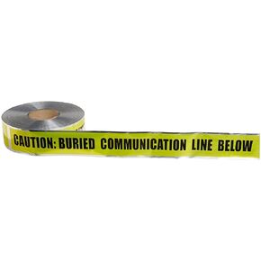 NSI ULTD-343 Detectable Underground Line Tape, Legend "Caution Buried Communication Line Below", 1000" Length, 3" Width, Yellow