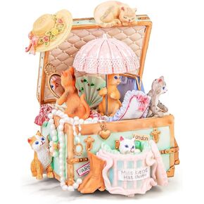 Cat Music Box Gift for Wife Daughter Girlfriend, Cute Wind Up Musical Boxes Valentine Day Birthday Kitty Gifts for Cat Lovers Women Anniversary Christmas Gift Play Canon