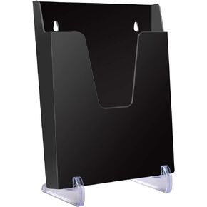 Acrimet Pocket File Holder Vertical Design Brochure Display (for Wall Mount or Countertop Use) (Removable Supports Included) (Letter Size) (Black Color)