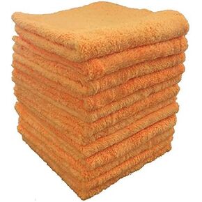 Microfiber Edgeless Terry Towel 16" x 16" Orange(Qty. 12) - Ultra Absorbent, Long Pile & Very Soft(365 GSM)