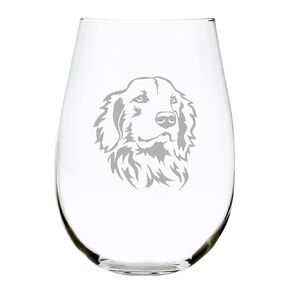 Golden Retriever (G2) themed, dog stemless wine glass, 17 oz.