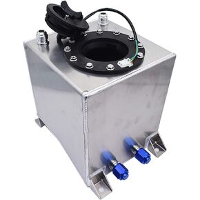 2.5 Gallon Universal Fuel Cell Tank Aluminum Polished Race Street Drift Strip 9.5L Fuel Cell Tank with Level Sender Black/Silver