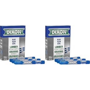 Dixon Industrial Lumber Marking Crayons, 4.5" x 1/2" Hex, Blue, 2 Pack of 12 (52100)