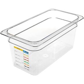 Carlisle FoodService Products Storplus Permalabel Food Storage Container Food Pan with Integrated Label for Kitchen and Restaurant, Polycarbonate, 1/3 Size 6 Inches Deep, Clear - (Pack of 6)