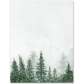 AnyDesign 60 Sheet Forest Stationery Letterhead Paper Watercolor Forest Writing Paper Greeting Paper for Party Invitations School Printing, 8.5 x 11 Inch