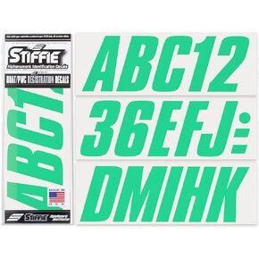 STIFFIE Shift Sea Foam Green 3 "مجموعة معرف تسجيل ألفا رقمي أرقام تعريف ملصقات الشارات للقوارب والمركبات المائية الشخصية