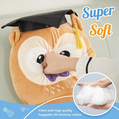 12" Graduation Owl Plush Pillow Cute Stuffed Animal with Cap Soft Sofa Cushion Stretchy Plushy Toy Decors Gifts for Kids in Saudi Arabia