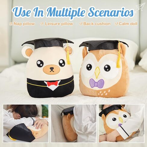 12" Graduation Owl Plush Pillow Cute Stuffed Animal with Cap Soft Sofa Cushion Stretchy Plushy Toy Decors Gifts for Kids in Saudi Arabia