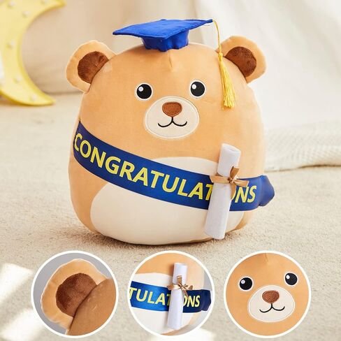 12" Graduation Owl Plush Pillow Cute Stuffed Animal with Cap Soft Sofa Cushion Stretchy Plushy Toy Decors Gifts for Kids in Saudi Arabia