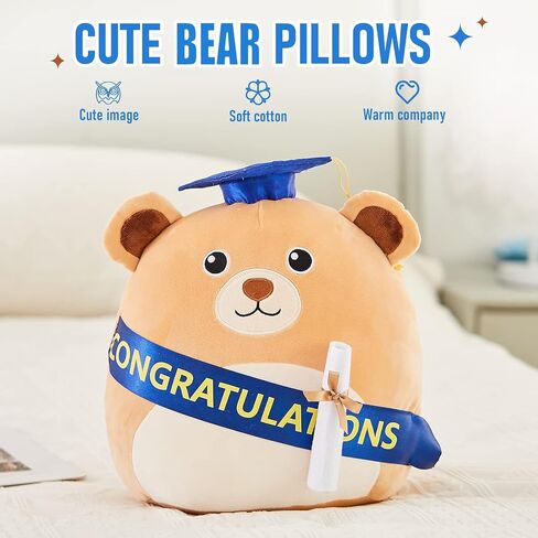 12" Graduation Owl Plush Pillow Cute Stuffed Animal with Cap Soft Sofa Cushion Stretchy Plushy Toy Decors Gifts for Kids in Saudi Arabia