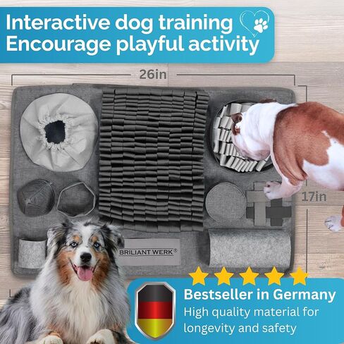 بساط الشم للكلاب من بريليانتويرك - مادة متينة للغاية - 10 عناصر تدريب و3 مستويات صعوبة - بساط الشم للكلاب للكلاب الكبيرة والكلاب من أي حجم (برتقالي) in Kuwait