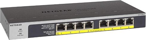 محول شبكة NETGEAR 8-Port Gigabit Ethernet PoE (GS108PP) - محور مزود بـ 8 x PoE+ @ 123W قابل للترقية، سطح المكتب/الحامل، وحماية ProSAFE مدى الحياة in Kuwait