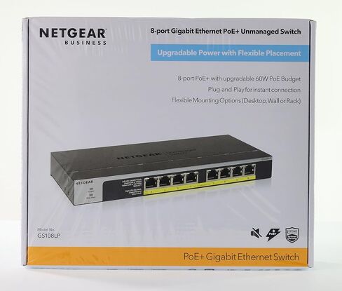 محول شبكة NETGEAR 8-Port Gigabit Ethernet PoE (GS108PP) - محور مزود بـ 8 x PoE+ @ 123W قابل للترقية، سطح المكتب/الحامل، وحماية ProSAFE مدى الحياة in Kuwait