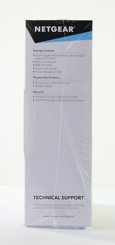 محول شبكة NETGEAR 8-Port Gigabit Ethernet PoE (GS108PP) - محور مزود بـ 8 x PoE+ @ 123W قابل للترقية، سطح المكتب/الحامل، وحماية ProSAFE مدى الحياة in Kuwait
