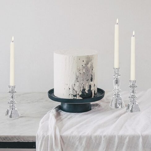 Glass Candlestick Holders Set of 3,Mercury Silver Taper Candle Holders for Table Centerpiece, Home Decorations, Wedding and Party in Saudi Arabia