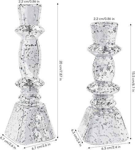 Glass Candlestick Holders Set of 3,Mercury Silver Taper Candle Holders for Table Centerpiece, Home Decorations, Wedding and Party in Saudi Arabia