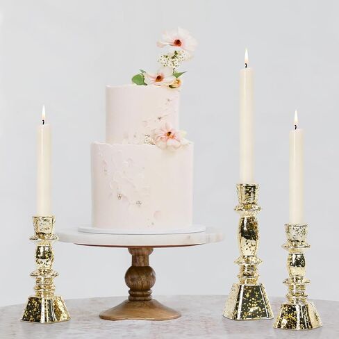 Glass Candlestick Holders Set of 3,Mercury Silver Taper Candle Holders for Table Centerpiece, Home Decorations, Wedding and Party in Saudi Arabia