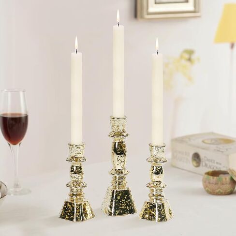 Glass Candlestick Holders Set of 3,Mercury Silver Taper Candle Holders for Table Centerpiece, Home Decorations, Wedding and Party in Saudi Arabia