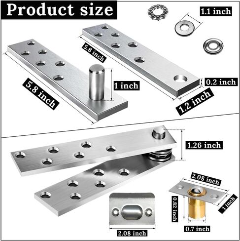 مفصلات محورية للباب، مفصلات باب مخفية من الفولاذ المقاوم للصدأ، أجهزة باب محورية شديدة التحمل مع كرة باب تزن 300 رطل كحد أقصى، أبواب خشبية، خزانة كتب، باب سري، دوران 360 درجة in Kuwait