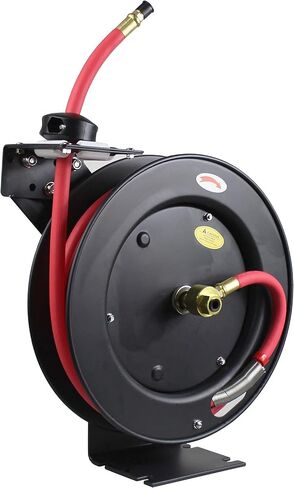 MaxWorks 80722 25ft Auto Rewind Retractable Reel with 3/8" x 25' Long Air Hose with Brass Fittings in Saudi Arabia