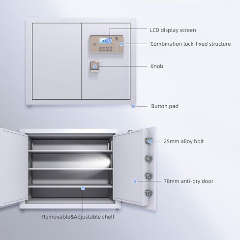 6.6 Cubic Feet, fireproof safe for home, for Medications, Jewelry, Cash, Documents. All-Steel Double-Door Personal safe. Digital Keypad Fireproof Safe with Keys & Pass Code. in Saudi Arabia