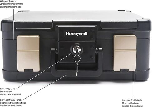 Honeywell Safes & Door Locks LHLP1103G 30 Minute Fire Safe Waterproof Safe Box Chest with Carry Handle, Medium, 1103, Black, 7.3 litre in Saudi Arabia