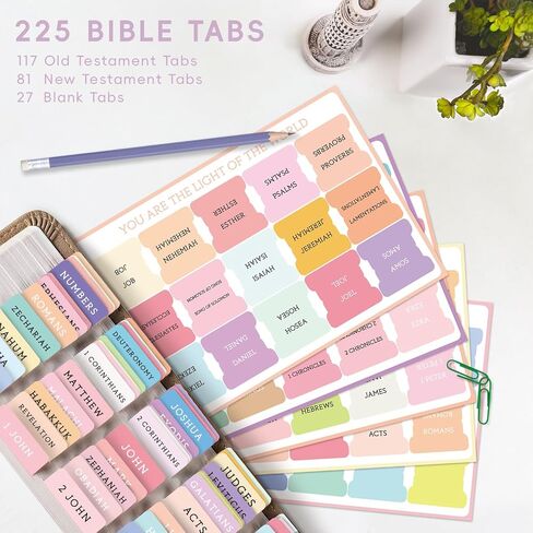 10 Pack Bible Tabs for Women and Men, Large Print Bible Tabs for Women Study Bible, 39 Old Testaments, 27 New Testaments and 9 Blank Tabs per Set, Easy to Apply Bible Tabs for Kids in Saudi Arabia