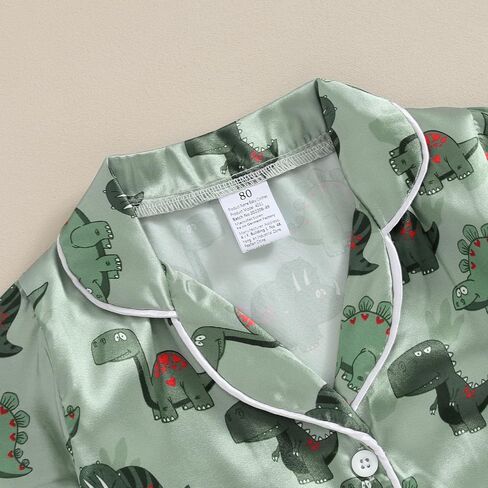 BULINGNA Kids Summer Satin Pajamas Sets Toddler Boys Dinosaur Pjs Short Sleeve Silk Nightwear Two Piece Sleepwear Loungewear in Saudi Arabia