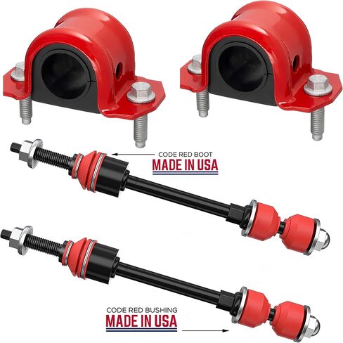 6 PC Front Sway Bar Link Kit + Code Red Extreme Bracket/Bushing Kit FITS Ram 1500 2WD 2002-2010, Ram 2500 3500 2WD 2003-2011, Bushings Made In USA K7400 K7353 in Saudi Arabia