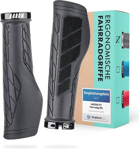 AARON FIT Handlebar Grips with Gel Cushioning, Sporty Handlebar Grips Made from Non-Slip Rubber, Lock-On Handlebar Grips for E-Bikes, Mountain Bikes, Cross Bikes, Fixie Bikes in Saudi Arabia