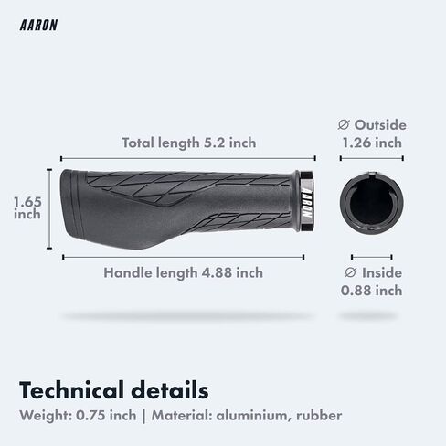 AARON FIT Handlebar Grips with Gel Cushioning, Sporty Handlebar Grips Made from Non-Slip Rubber, Lock-On Handlebar Grips for E-Bikes, Mountain Bikes, Cross Bikes, Fixie Bikes in Saudi Arabia