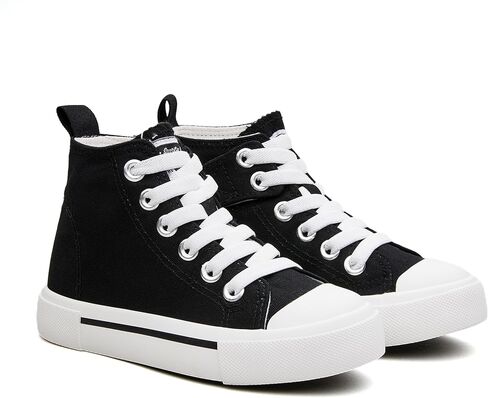Girls and Boys Canvas Mid-Top Sneakers with Elastic Closure and Comfort Insole in Saudi Arabia