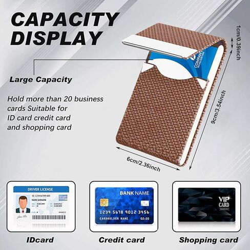 Business Card Holder, Professional PU Leather Stainless Steel Business Card Holder Case Business Card Organizer with Magnetic Clasp, Small Business Essentials Card Holder for Men Women(Pu Blue) in Kuwait