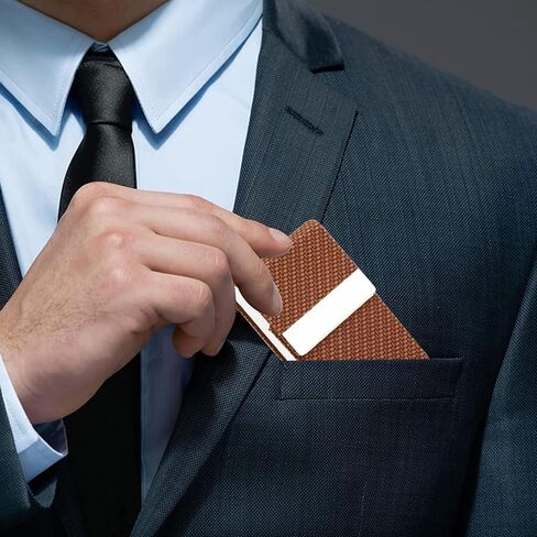 Business Card Holder, Professional PU Leather Stainless Steel Business Card Holder Case Business Card Organizer with Magnetic Clasp, Small Business Essentials Card Holder for Men Women(Pu Blue) in Kuwait