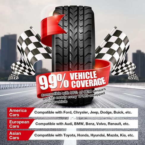 إطلاق أجهزة استشعار TPMS LTR-03، الإصدار المحدث. مستشعر LTR-01 TPMS (315 ميجا هرتز + 433 ميجا هرتز) نظام مراقبة ضغط الإطارات RF التردد المزدوج، أداة إعادة تعلم برمجة TPMS لـ ATEQ / CRT5011E، صمام مطاطي (4 عبوات) in Kuwait