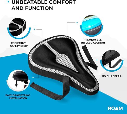 وسادة مقعد الدراجة Roam - غطاء جل مبطن مريح للدراجة، متوافق مع Peloton أو Mountain أو Road أو Cruiser أو التمرين أو الدوران أو الدراجات الثابتة - غطاء سرج للرجال والنساء البالغين in Kuwait
