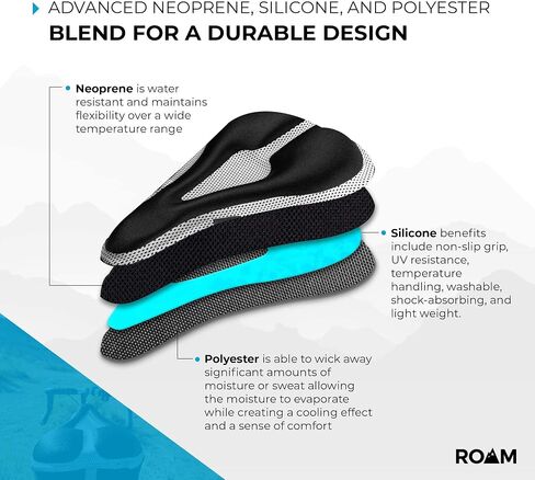 وسادة مقعد الدراجة Roam - غطاء جل مبطن مريح للدراجة، متوافق مع Peloton أو Mountain أو Road أو Cruiser أو التمرين أو الدوران أو الدراجات الثابتة - غطاء سرج للرجال والنساء البالغين in Kuwait