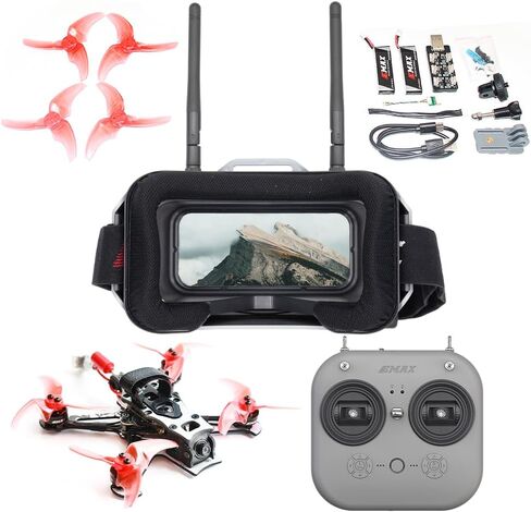 EMAX Tinyhawk 3 Freestyle PLUS+ RTF Kit جاهزة للطيران التناظرية FPV Drone Mini Racing Quadcopter إطار متين من ألياف الكربون مع وحدة تحكم ونظارات واقية للمبتدئين in Kuwait